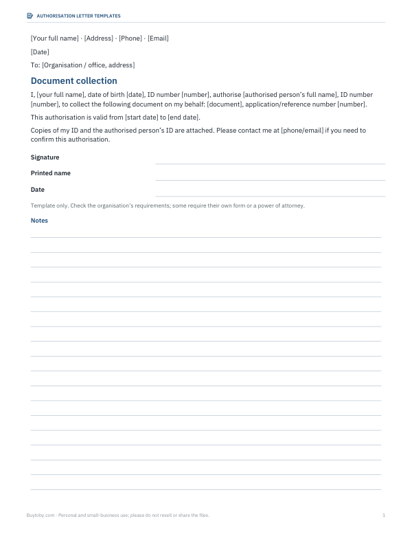 Preview of Document Collection Letter Template