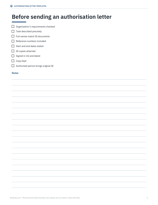 Preview of Authorisation Letter Guidance Sheet